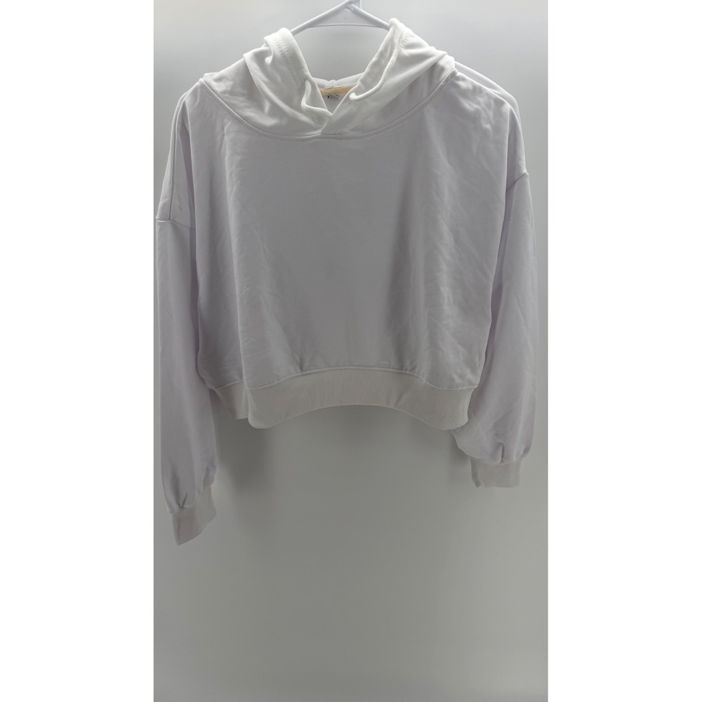 Unbranded Cropped Hoodie Womens Size L White Good Casual Long Sleeve Drawstring